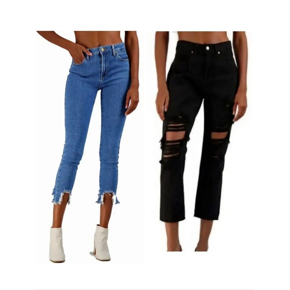 NWT Just Black Denim Jeans Bundle - Size 29 Black Distressed & Raw Hem Blue